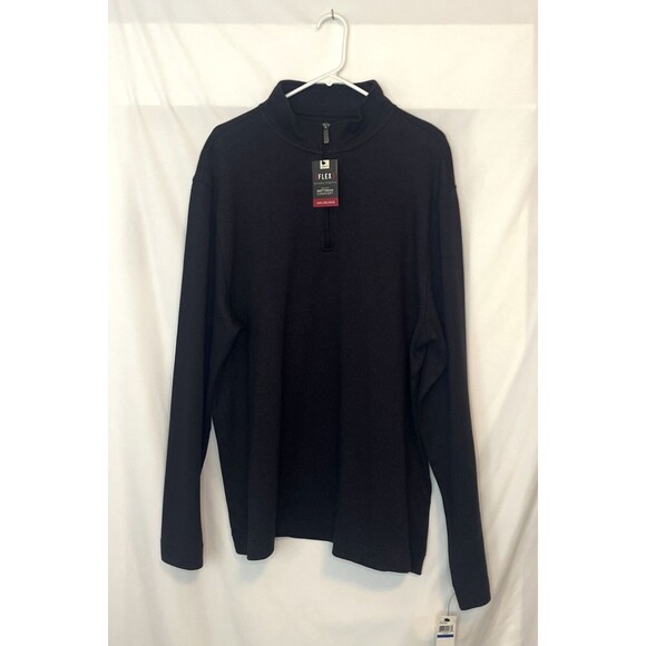 Van Heusen Flex Shirt Mens XL Natural Stretch 1/4 Zip Black Pullover Sweater New - Picture 1 of 7